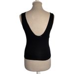 Sharagano  Womens Vtg Black Babydoll Ruched Tank Top Bow Sz L France V Neck Y2K Photo 4