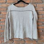 Gap Womens Medium Sweater Beige Cotton Knit Open Stitch Long Sleeve Pullover Photo 2
