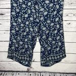 Max Studio NWT Size 1X Blue Floral Print Pull-On Wide Leg Crop Pants w/ Pockets Photo 1