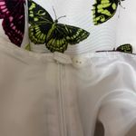 Talbots Women Butterfly Print Skirt 16 White Pink Green A-Line Silk Blend Whimsy Photo 4