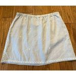 Garnet Hill NWT 100% linen embroidered grey skirt size 14 Photo 5