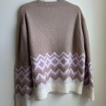 J.Crew Geometric Fair Isle Crewneck Sweater (Sz XL) Tan & Purple Oversized Photo 9