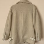 Loft  Women's Cream Sherpa Moto Jacket medium Photo 3