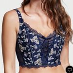 Victoria's Secret Victoria’s Secret Dream Angels Unlined Embroidered Lace Up Top M Medium B Navy Photo 0