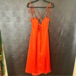 Jason Wu Jason‎ Wu Orange/Red Satin Feel Midi Dress Size Large Photo 1