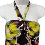 Trina Turk  Y2K Abstract Black Pink Green Neon Silk Satin Halter Dress size 8 Photo 8