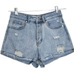 Brandy Melville Melville Cuffed Button-Fly Jean Shorts Size 26  Distressed Shorts Photo 0