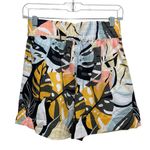 Calia Inverter Pleat Pull On Shorts Linen Multicolored Palm High Rise Size XS Pink Photo 8