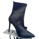 Badgley Mischka Black Jeweled Rhinestone Satin Boots Size 6.5 Photo 0