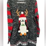 United States Sweaters  black and red stripe penguin with reindeer hat sweater Photo 0