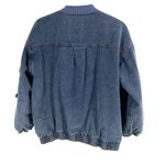 Blue Blush Women’s M Oversized Denim Bomber Jacket Blue Insulated Chore Barn Photo 6