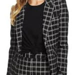 1. State  Black & White‎ Windowpane Check Plaid Blazer Size 6 Photo 1
