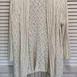 Basic Editions Cream Crochet Shawl Neck Open Cardigan Long Sleeve Size XL Boho Photo 0