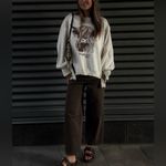 Free People NWOT  We The Free Graphic Camden Pullover - highland cow combo - XS Photo 6