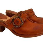 Frye Candice Woven Leather Brown Braided Buckle Clogs Size 7.5 Photo 0