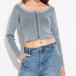 Wild Fable Women's XXL Zip-Front Navy & White Ribbed Cardigan Thick Sweater. Photo 0