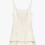 ZARA  mini dress casual off white ivory pleated skirt bodycon casual party Photo 12