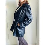Women's Lambskin Leather Coat Size Mens Large Peacoat Oversized Classic Unisex Black Photo 5