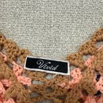 Vivid Crochet Top with Fringe in Tan and Pink Brown Size M Photo 1
