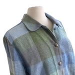 Christopher & Banks  Plaid Shacket Womens Sz Large Blue Green Campcore Chenille Photo 1