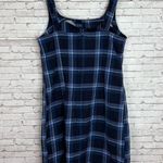 Vintage Faded Glory Blue Plaid Cotton Sleeveless Dress Size M Photo 5