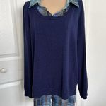 Faded Glory  Shirt Sweater Layered Tunic Top Collared Blue Size L Photo 0