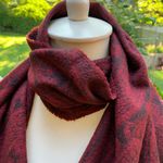 Vintage Field Manor Cashmink Scarf Black Red Fringe Made in Germany Photo 1