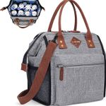 Leak-proof Lunch Box for Women Insulated Lunch Cooler Bag Thermal Lunch Tote with Removable Shoulder Strap for Men Adults Large Picnic Bag for Office Work Outdoor, Grey Photo 0