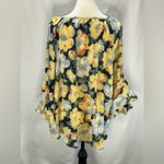 CHAPS  Floral Print Top Bell Ruffle Sleeve Peasant Off The Shoulder Blouse Photo 2