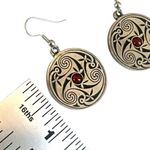 Piran Pewter Celtic Spiral Red Cabochon Drop Earrings Silver Photo 7