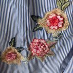 Kontrol Blue Striped Women's Top with Floral Embroidery Photo 1