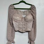 Active USA Floral Front Closure Cropped Ruched Back Blouse Sz M NWT Photo 1