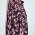 D&Co. Burgundy Plaid Collarless Button Down Shirt Size XL Burgundy Plaid Top Red Photo 3