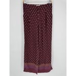 Anthropologie  Wide Leg Pants Size 4 Maroon Print Boho Flowy Casual Artsy Photo 2