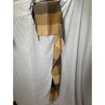 Vintage Scottish Cashmere Patchwork Chevron Scarf Made in Scotland Tan Black Photo 5