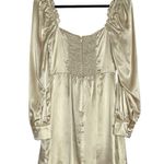 Reformation Champagne Silk Novelia Long Sleeve Mini Dress Womens 6 Photo 8