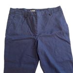 Anne Klein Sport Navy Blue Cropped Cotton Textured Pants 4-Button Cuffs Size 14 Photo 1