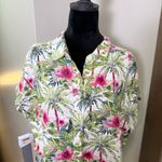 Tommy Bahama  100% Linen Button Down Floral Hawaiian Hibiscus Print Blouse Summer Photo 1