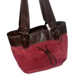 NWT Wilson Suede Leather Red Brown Bucket Handbag with 5 Pockets for Storage Photo 8