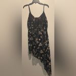 Lulus NWT Evenings With You Dark Teal Floral Burnout Velvet Asymmetrical Dress M Photo 3