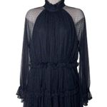 Mille GABRIELLE SHEER SLEEVE TIERED MIDI DRESS IN BLACK TULLE sz S Photo 4