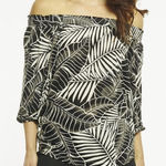 Margaritaville Banana Palm Off Shoulder Blouse NWT M Medium Black Photo 0