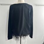 Evy's Tree Size 1X Black Feather Fringe Round Neck Pullover Sweater Cozy Chic Photo 2