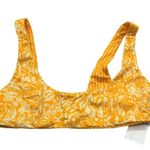 RVCA Forever Bralette Bikini Top Reversible Floral Stripe Yellow S Photo 2