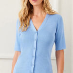 Karen Kane  Sky Blue ribbed Women's Cardigan. Washable. Size Medium. NWT. Photo 0