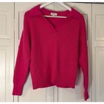 On 34th pink ribbed collared vneck sweater small Pink Photo 3