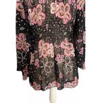 Jordache Vintage 90s Y2K Babydoll Top Flare Sleeve Pink Floral Fairy Boho Hippie Large Photo 5