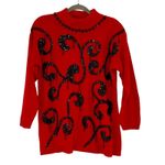 Vintage Sheridan Square Red Silk Wool Blend Tunic Sweater Womens M Beaded Sequin Size M Photo 4