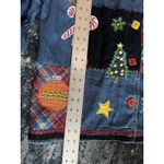 Christmas Jean Shacket Holiday Theme Shirt Size Small Blue Denim Vintage Xmas Photo 6