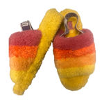 UGG  Oh Yeah Slide Yellow Orange Pink Rainbow Fuzzy Furry Slippers Photo 0